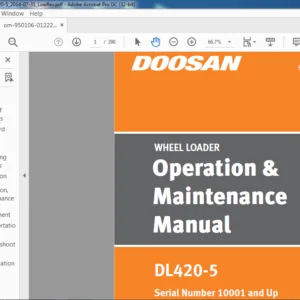 DAEWOO DOOSAN WHEEL LOADER DL420-5 Operation & Maintenance ManualSerial Number 10001 and Up – PDF DOWNLOAD