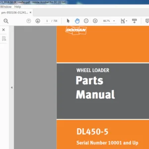DAEWOO DOOSAN WHEEL LOADER DL450-5 Parts Manual Serial Number 10001 and Up – PDF DOWNLOAD