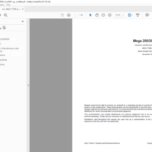 Daewoo Doosan Mega 200200TC-III Operation and Maintenance Manual Serial Number 0001 and Up – PDF DOWNLOAD