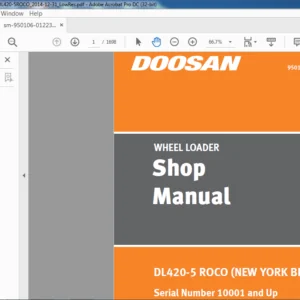 DAEWOO DOOSAN WHEEL LOADER DL420-5 ROCO (NEW YORK BID-21CP) SHOP MANUAL 950106-01223EROCO – PDF DOWNLOAD
