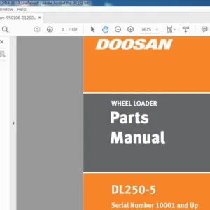 Daewoo Doosan WHEEL LOADER DL250-5 Parts Manual Serial Number 10001 and Up – PDF DOWNLOAD