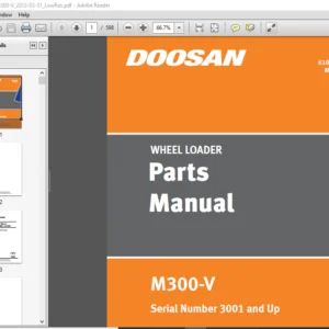 Daewoo Doosan WHEEL LOADER M300-V Parts Manual Serial Number 3001 and Up – PDF DOWNLOAD