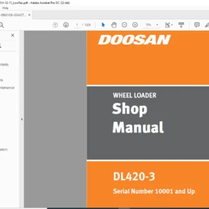 Daewoo Doosan WHEEL LOADER DL420-3 Shop Manual – PDF DOWNLOAD