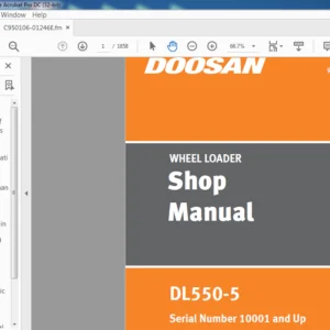 Daewoo doosan WHEEL LOADER DL550-5 Shop Manual 950106-01246E-2 – PDF DOWNLOAD
