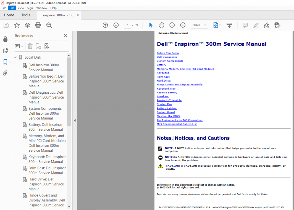 Dell Inspiron 300m Laptop SERVICE MANUAL - PDF DOWNLOAD - HeyDownloads ...
