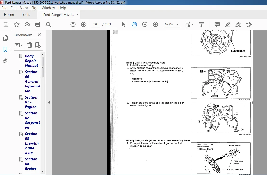 FORD RANGER BODY MEASUREMENT CHART MANUAL - Image 2