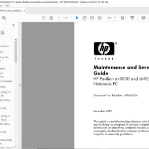 HP Pavilion dv9000 and dv9200 Notebook PC Laptop Maintenance and Service Guide Manual - PDF DOWLOAD