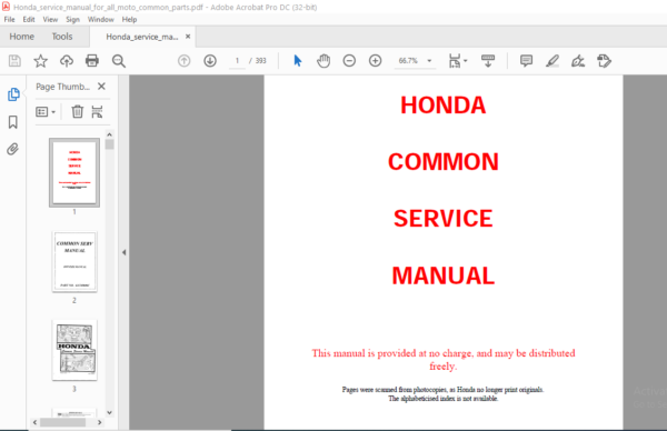 Honda COMMON SERVICE MANUAL - PDF DOWNLOAD - HeyDownloads - Manual ...