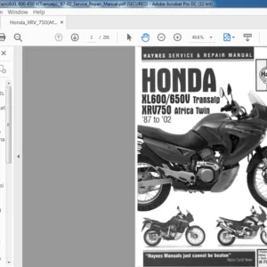 Honda XL600 650 V Transalp XR750 Africa Twin Service Manual  - PDF DOWNLOAD