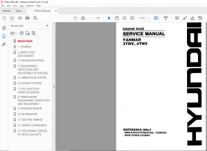 Hyundai Yanmar 3TNV 4TNV Engine Base Service Manual - PDF DOWNLOAD