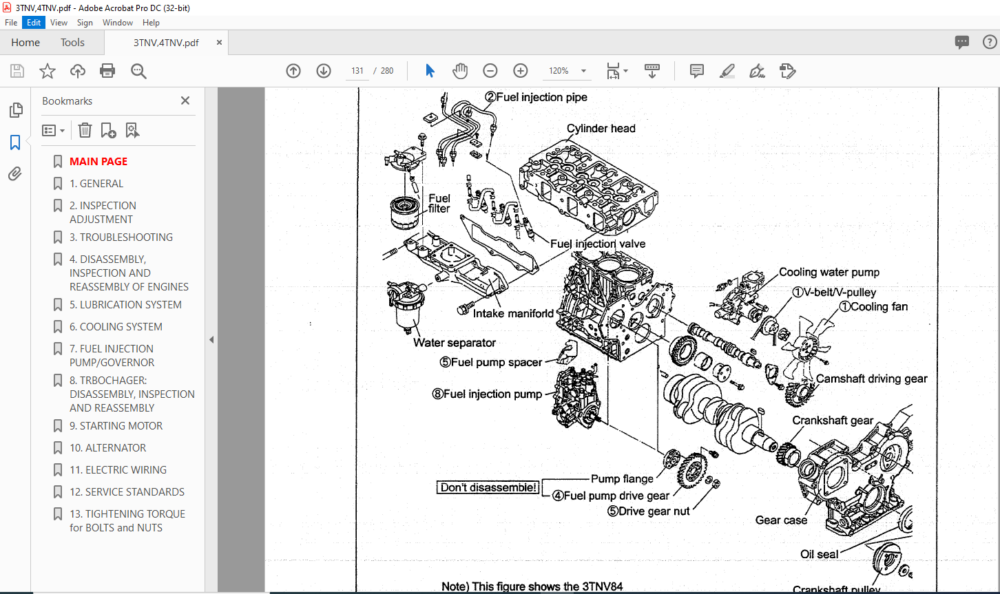 Hyundai Yanmar 3TNV 4TNV Engine Base Service Manual - PDF DOWNLOAD ...