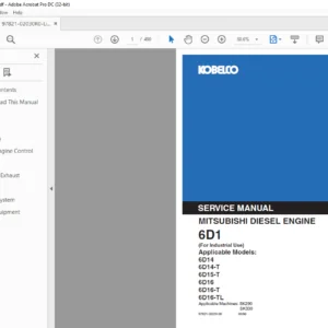 KOBELCO 6D1 MITSUBISHI DIESEL ENGINE For Industrial Use SERVICE MANUAL -PDF DOWNLOAD