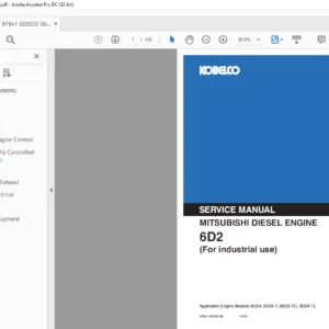 KOBELCO 6D2 MITSUBISHI DIESEL ENGINE For Industrial Use SERVICE MANUAL  - PDF DOWNLOAD