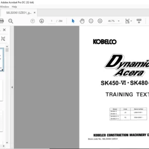 KOBELCO  Dynamic Acera SK450-VI SK480-VITRAINING TEXT MANUAL - PDF DOWNLOAD