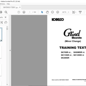 KOBELCO  Grand Beetle SK70SR-1E SK80MSR-1E SK115SR-1E SK135SR-1E SK200SR TRAINING TEXT MANUAL - PDF DOWNLOAD