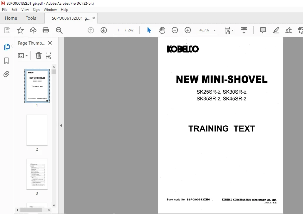 KOBELCO NEW MINI-SHOVEL SK25SR-2 SK30SR-2 SK35SR-2 SK45SR-2 TRAINING TEXT MANUAL - PDF DOWNLOAD - Image 3