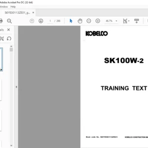 KOBELCO SK100W-2 TRAINING TEXT MANUAL - PDF DOWNLOAD
