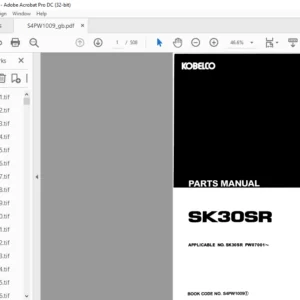 KOBELCO SK30SR Hydraulic Excavator Parts Manual - PDF DOWNLOAD