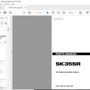 Kobelco SK35SR Hydraulic Excavator Parts Manual - PDF DOWNLOAD