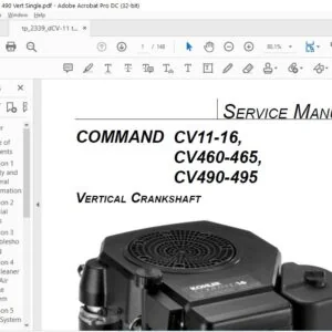 KOHLER ENGINE COMMAND CV11-16, CV460-465, CV490-495 VERTICAL CRANKSHAFT SERVICE MANUAL