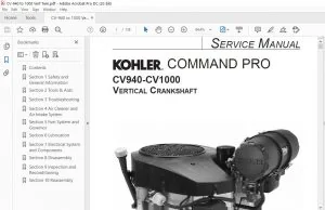 KOHLER ENGINE COMMAND PRO CV940-CV1000 VERTICAL CRANKSHAFT SERVICE MANUAL