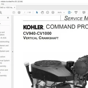 KOHLER ENGINE COMMAND PRO CV940-CV1000 VERTICAL CRANKSHAFT SERVICE MANUAL