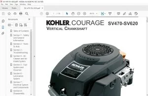 KOHLER ENGINE COURAGE SV470-SV620 VERTICAL CRANKSHAFT SERVICE MANUAL