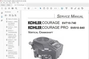 KOHLER ENGINE COURAGE SV710-740 PRO SV810-840 VERTICAL CRANKSHAFT SERVICE MANUAL