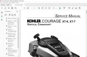 KOHLER ENGINE COURAGE XT-6 XT-7 VERTICAL CRANKSHAFT SERVICE MANUAL
