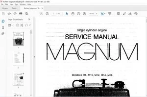 KOHLER ENGINE MAGNUM SINGLE CYLINDER ENGINE M8 M10 M12 M14 M16 SERVICE MANUAL