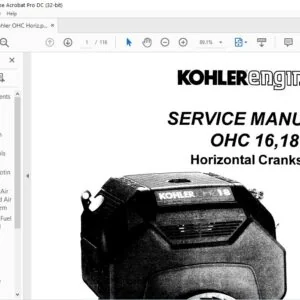 KOHLER ENGINE OHC 16 18HP Horizontal Crankshaft SERVICE MANUAL