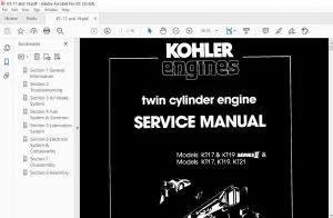 KOHLER ENGINE twin cylinder engine K17 AND K19 SERIES II AND K17 K19 K21 SERVICE MANUAL