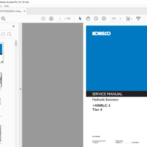 Kobelco 140SRLC-3 Tier 4 Hydraulic Excavator Service Manual - PDF DOWNLOAD