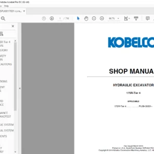 Kobelco 17SR-Tier 4 Hydraulic Excavator Shop Manual - PDF DOWNLOAD