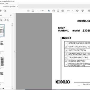 Kobelco 230SRLC-3 Hydraulic Excavator Shop Manual - PDF DOWNLOAD