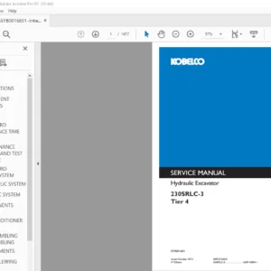 Kobelco 230SRLC-3 Hydraulic Excavator Tier 4 Service Manual - PDF DOWNLOAD