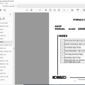 Kobelco 260SRLC-3 Hydraulic Excavator Shop Manual - PDF DOWNLOAD