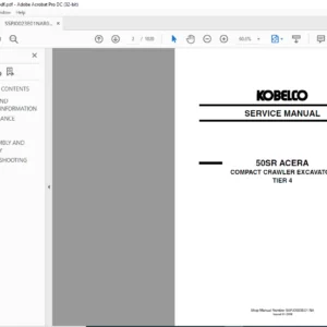 Kobelco 50SR ACERA Compact Crawler Excavator Tier 4 Excavator Service Manual - PDF DOWNLOAD