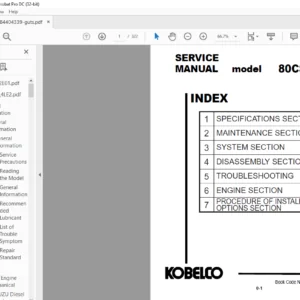 Kobelco 80CS-2 ACERA Hydraulic Excavator Service Manual - PDF DOWNLOAD