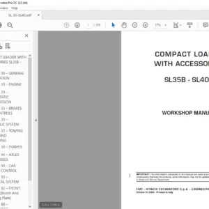 Kobelco COMPACT LOADER WITH ACCESSORIES SL35B - SL40B Hydraulic Excavator WORKSHOP MANUAL - PDF DOWNLOAD