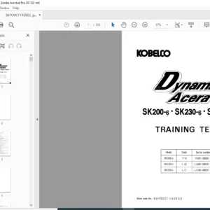 Kobelco Dynamic Acera SK200-6 SK230-6 SK320-6 Training Text Manual