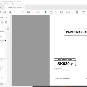 Kobelco K030-2 Hydraulic Excavators Parts Manual - PDF DOWNLOAD
