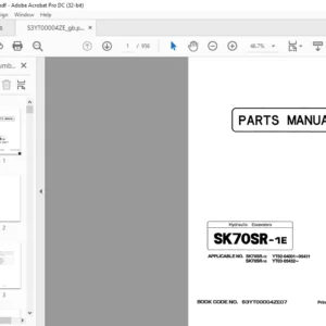 Kobelco K70SR-1E Hydraulic Excavators Parts Manual - PDF DOWNLOAD