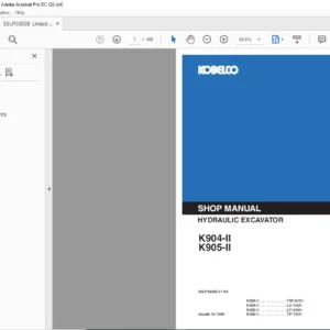 Kobelco K904-II K905-II Hydraulic Excavator Shop Manual - PDF DOWNLOAD