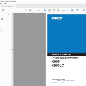 Kobelco K905 K905LC Hydraulic Excavator Service Manual - PDF DOWNLOAD