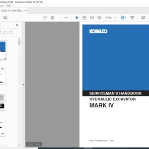 Kobelco MARK IV Hydraulic Excavator Serviceman's Handbook Manual - PDF DOWNLOAD