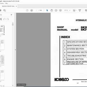Kobelco S1200-s SK210LC-8  Hydraulic Excavators SHOP MANUAL- PDF DOWNLOAD