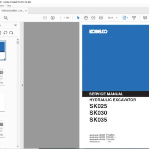 Kobelco SK025 SK030 SK035 Hydraulic Excavator Service Manual - PDF DOWNLOAD