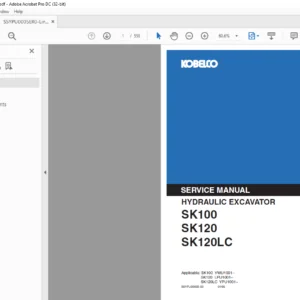 Kobelco SK100 SK120 SK120LC Hydraulic Excavator Service Manual - PDF DOWNLOAD