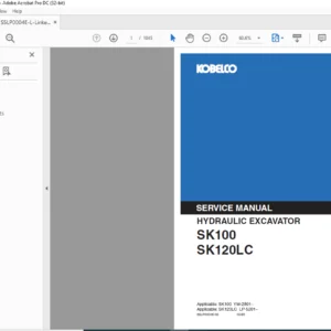 Kobelco SK100 SK120LC Hydraulic Excavator Service Manual - PDF DOWNLOAD